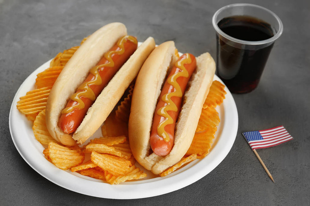 Hot dogs with mustard - Φωτογραφία, εικόνα