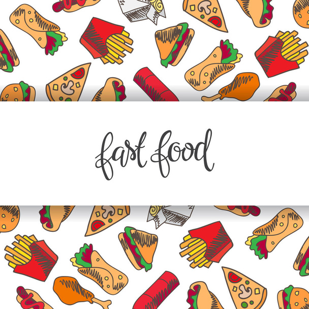 Set of fast food icons - Vektor, kép