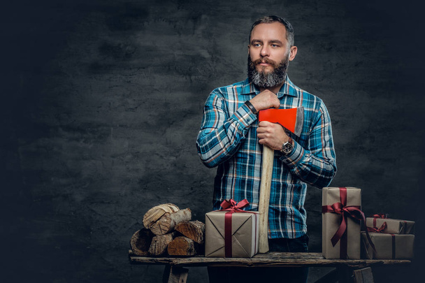 Man with Christmas gift boxes - Photo, Image