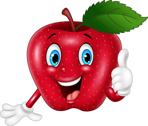 Cartone animato mela rossa dando pollici in su
 - Vettoriali, immagini
