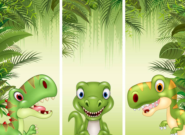 Set of three cartoon dinosaur - Vector, Image
