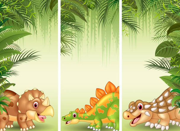 Set van drie cartoon dinosaurussen - Vector, afbeelding