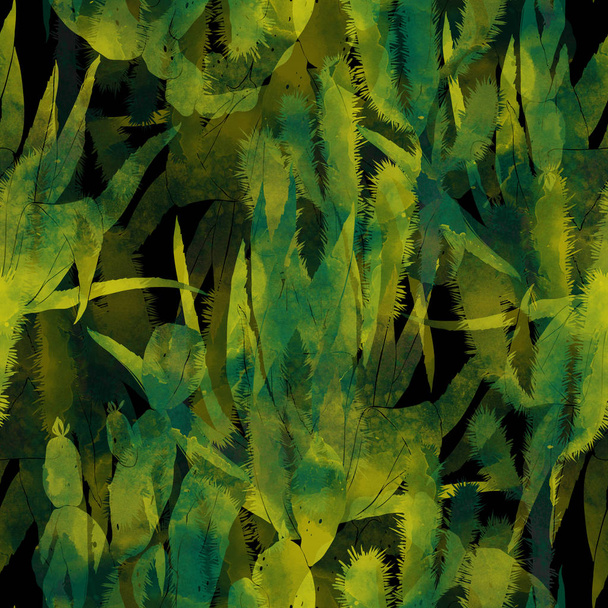 зелёные акварельные кактусы
 - Фото, изображение