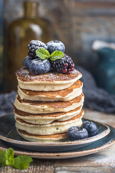 Homemade american pancakes with berries - Photo, image