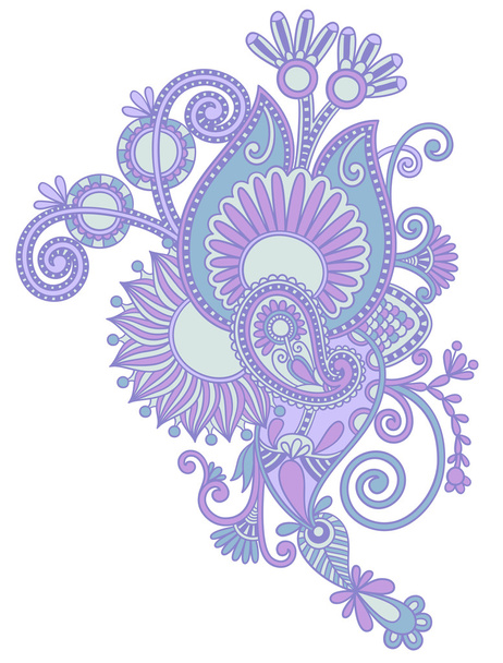 Оригінальний малюнок ручної лінії мистецтва орнаментальний квітковий дизайн
 - Вектор, зображення