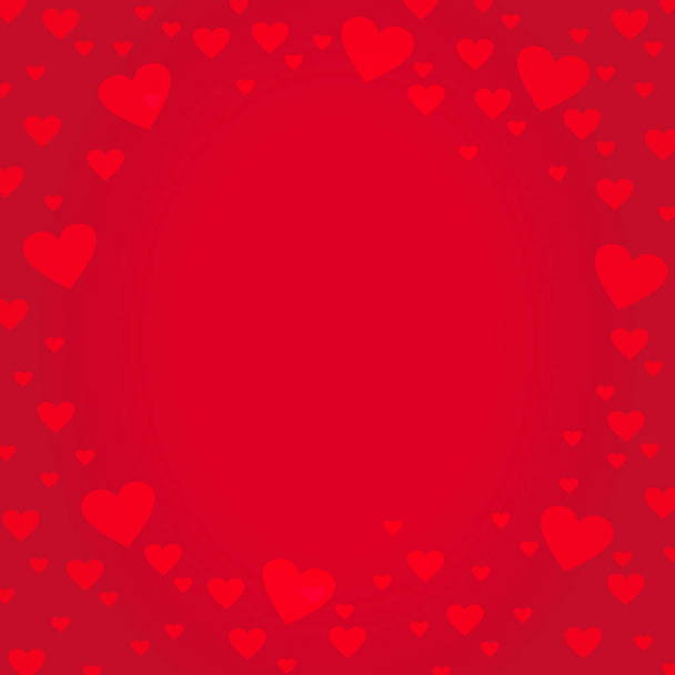 Framerand gevormd uit rood hart op rode achtergrond, ontwerp voor Valentijnsdag, Moederdag, hou van de kaart en bruiloft, vector - Vector, afbeelding