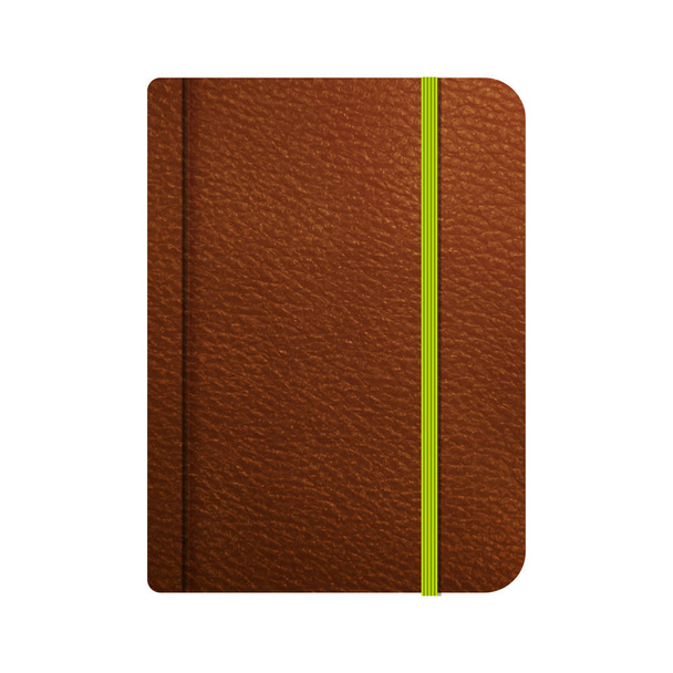Realistic vector icons of leather notepad. Stylish  notebook with bookmark for your design project. - Vector, afbeelding