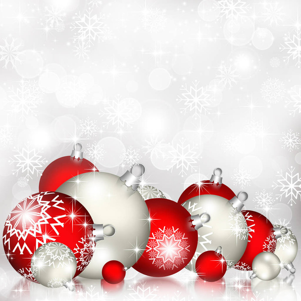 Kerstmis rode achtergrond met ballen - Foto, afbeelding