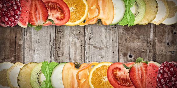 Colourful fruits and vegetables  banner - Photo, Image