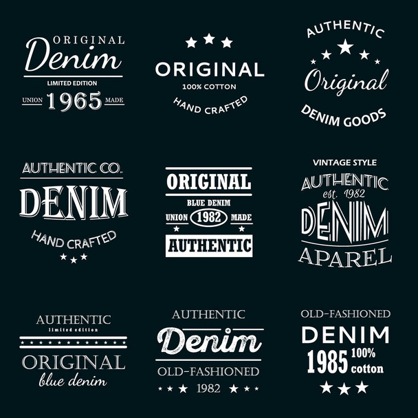 Classical denim jeans typography emblems - Vector, Image