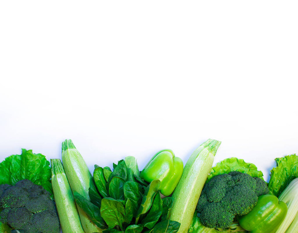 Green vegetables isolated on white background - Fotoğraf, Görsel