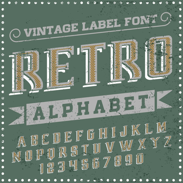 retro alphabet font type - Vektör, Görsel