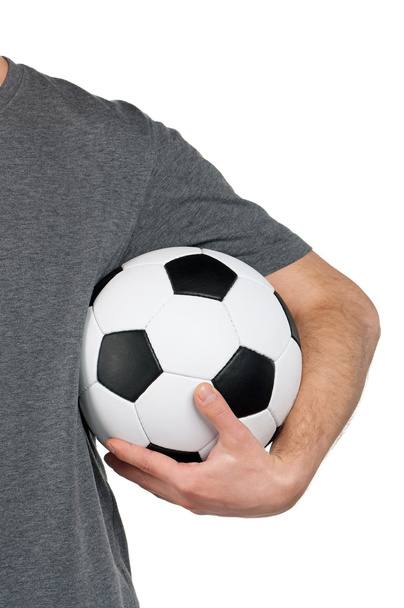 Klasik futbol topu ile adam - Fotoğraf, Görsel