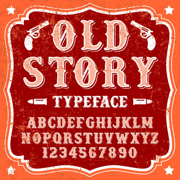 Παλιά ιστορία - vintage καουμπόη γραμματοσειράς - Διάνυσμα, εικόνα