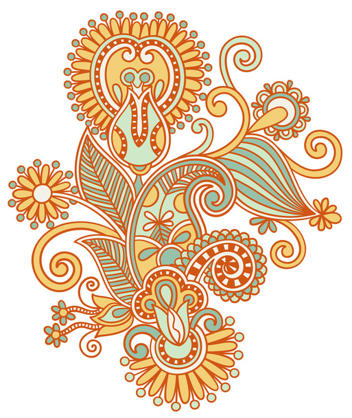 Original hand draw line art ornate flower design - Вектор,изображение