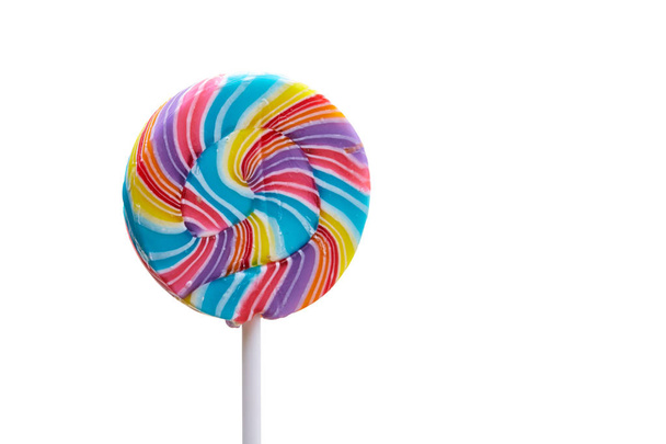 Colorful spiral lollipop isolated on white - Photo, Image