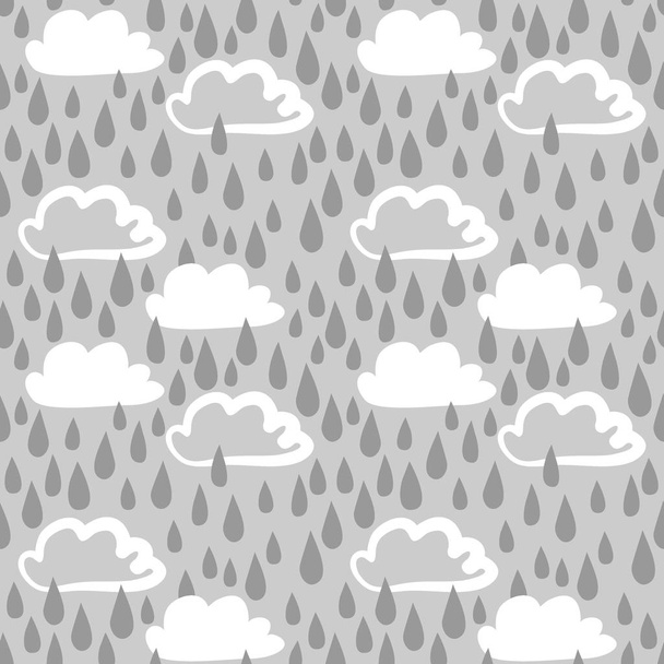 pattern with clouds and rain drops  - Vector, Image
