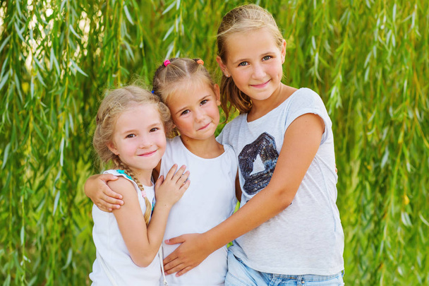 portrait de trois jeunes cousins sur saule
  - Photo, image