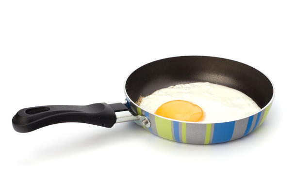 Fried egg on pan - Fotoğraf, Görsel