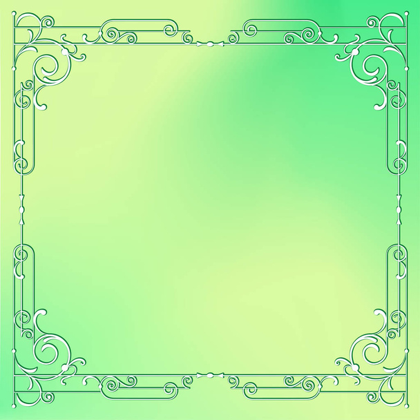 Whimsical square frame with vignettes on mixed background.  - Vector, afbeelding