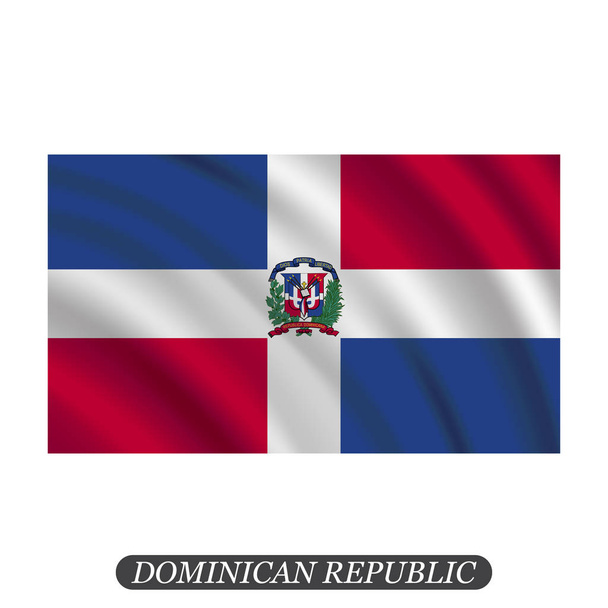 Розмахуючи прапором Домініканська Республіка на білому тлі. Векторні ілюстрації - Вектор, зображення