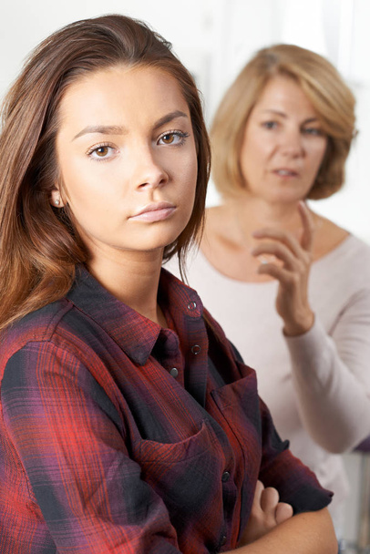 Bored Teenage Girl Being Told Off By Mother - Photo, image