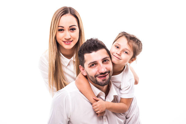 Happy family on white background - Foto, afbeelding