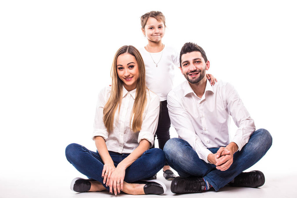 Happy family on white background - Φωτογραφία, εικόνα
