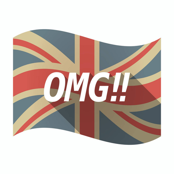 Изолированный флаг Великобритании с текстом OMG
!! - Вектор,изображение