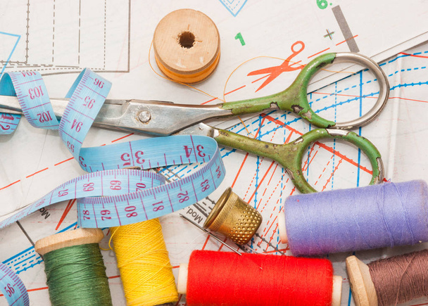 Sewing tools on background  - Photo, Image