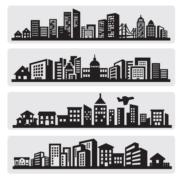 Cities silhouette icon - Vector, Image