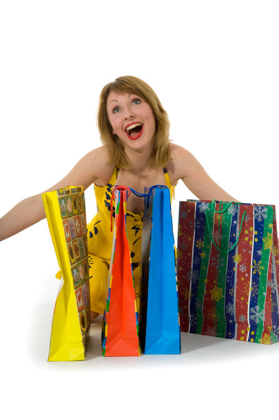 Expressive woman shopping - Foto, Bild