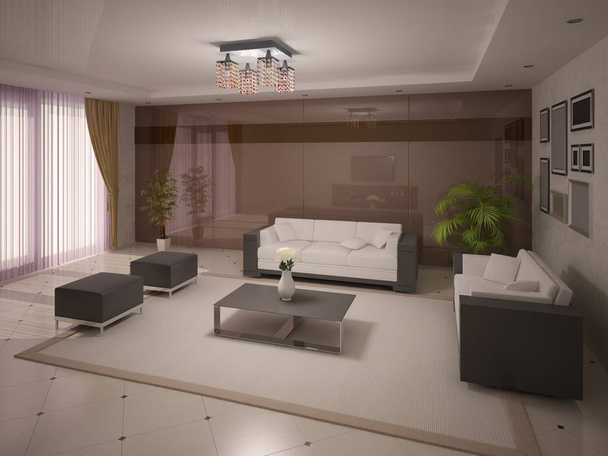 stilvolles Wohnzimmer mit trendigen Möbeln. - Foto, Bild