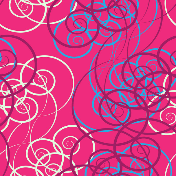 Pink abstract hand-drawn pattern, waves or curls background. Seamless pattern for your design wallpapers, pattern fills, web page backgrounds, surface textures. - Vector, Image
