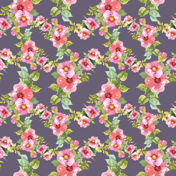 seamless pattern with pink flowers - Photo, Image