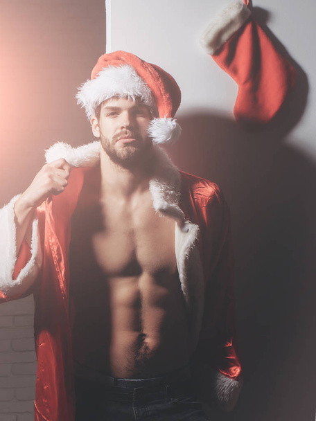 handsome sexy santa man - Photo, Image