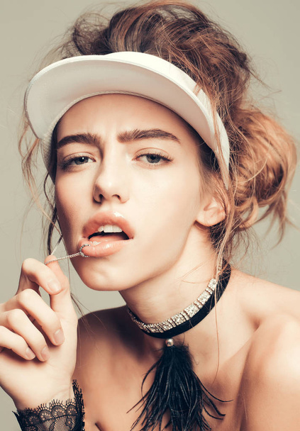 Pretty sexy girl piercing lip - Foto, Imagem