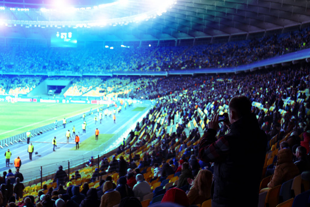 Football stadium background. Crowd at soccer match - Fotó, kép