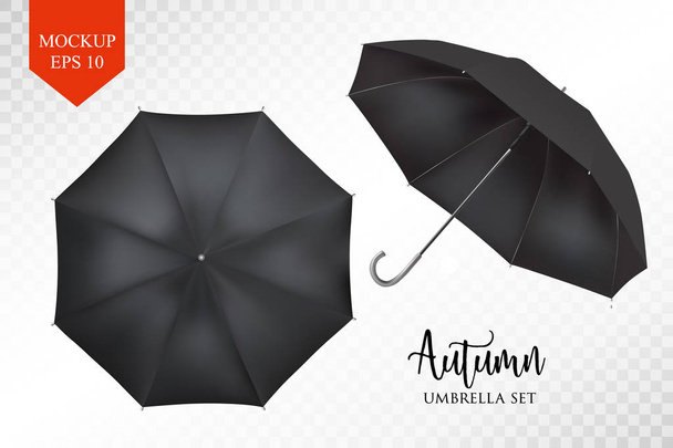 Vector realistic parasol, rain umbrella sunshade set. round mock up - Vector, imagen