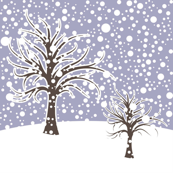 Зимовий сезон дизайн пейзаж зі снігом
 - Вектор, зображення