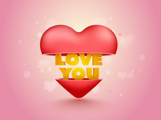 Heart with Love You Text for Valentine's Day. - Vector, Imagen
