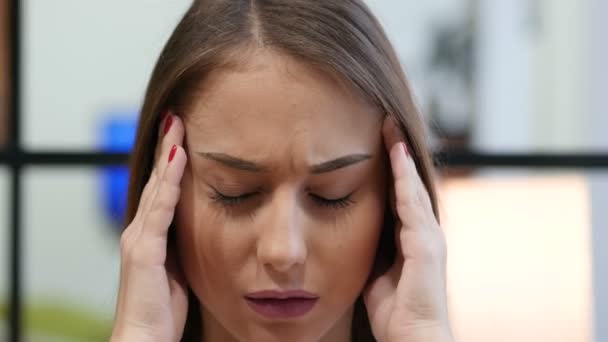 Headache, Close Up of Tense Young Girl - Felvétel, videó
