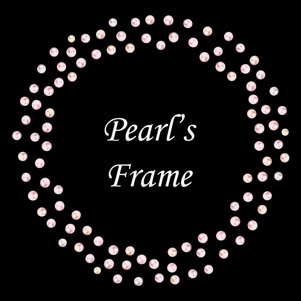 黒の背景にベクトル真珠シームレスなフレーム - ベクター画像