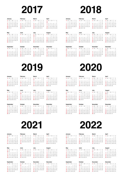 Упрощенный календарь на 2017-2022 годы
 - Вектор,изображение