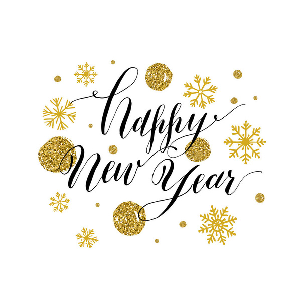 Calligraphic happy new year with snowflakes. - Vector, Image