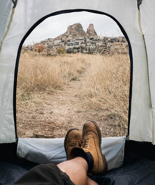 Палаточный смотровой лагерь в горах - Фото, изображение