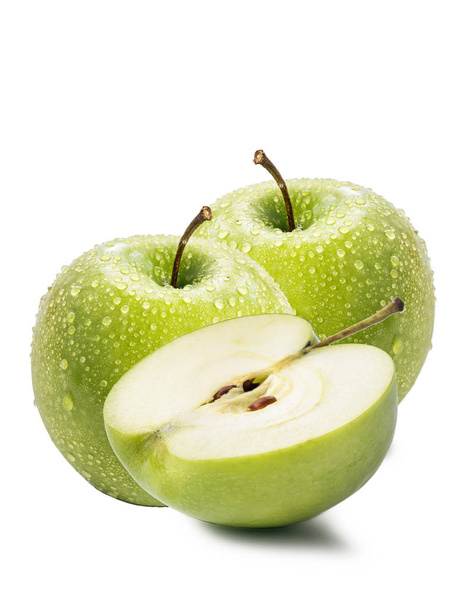 Groene appels en segment - Foto, afbeelding