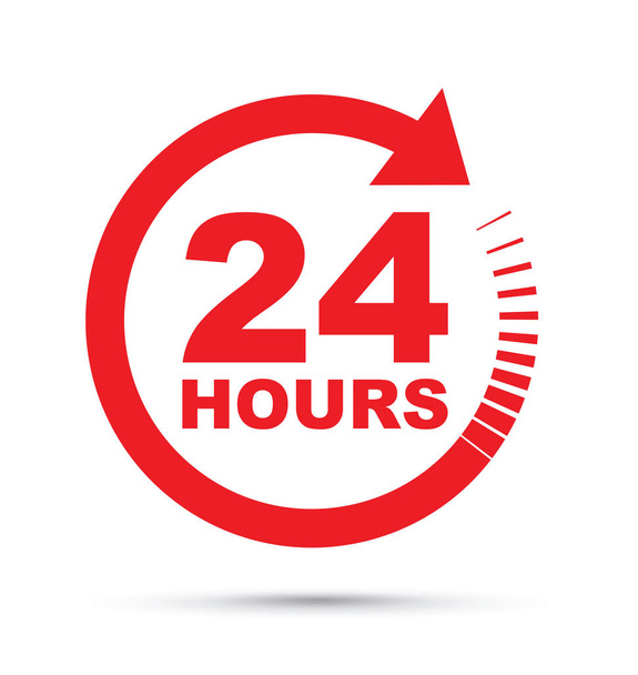 un icono rojo de 24 horas
 - Vector, Imagen