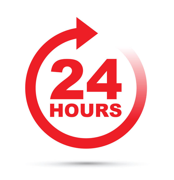 a red 24 hour icon - Vector, Image