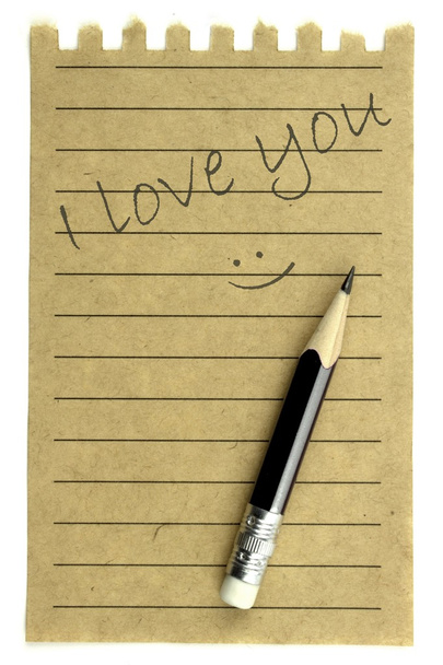 Handwriting " I love you " on a natural note paper - Фото, изображение